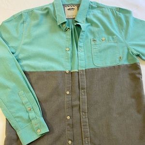 Blue-ish and gray colored Vans Botton Shirt
